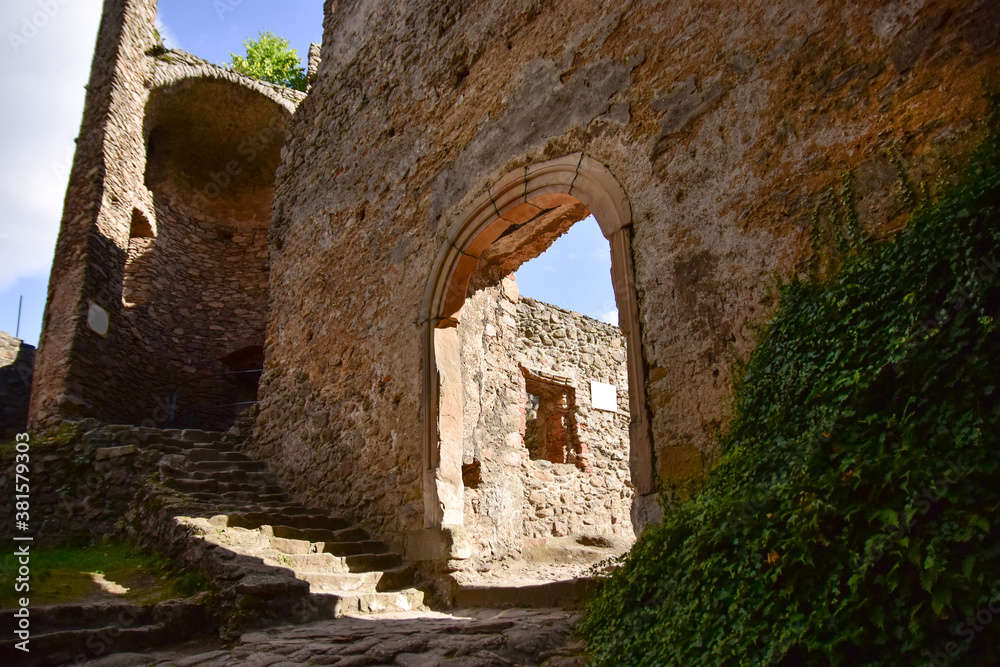 The ruins of the Chojnik castle, in the Karkonosze National Park of Poland.