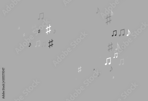 Light Silver, Gray vector texture with musical notes.