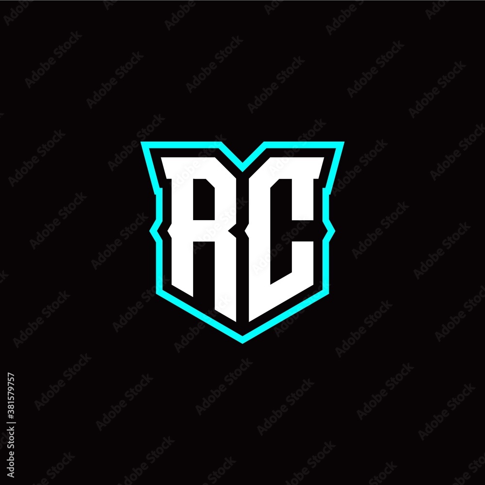 R C initial letter design with modern shield style R C initial letter design with modern shield style