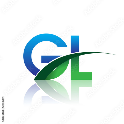 initial letter GL logotype company name colored blue and green swoosh design. vector logo for business and company identity.
