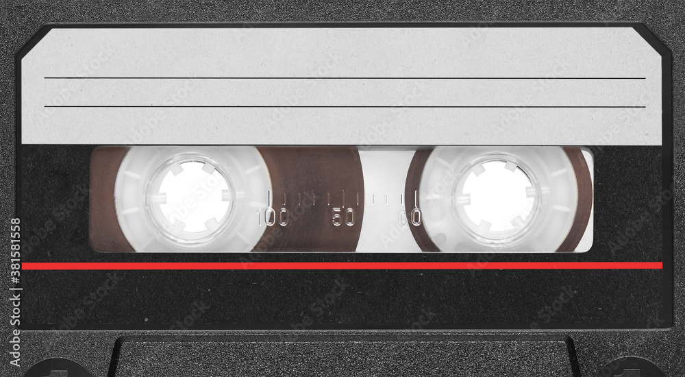 Fototapeta premium audio cassette with blank tag close up