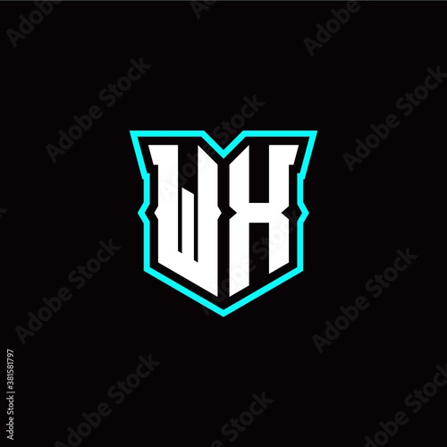 W X initial letter design with modern shield style