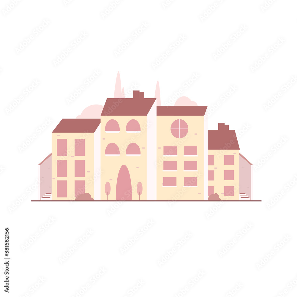cute town houses vector flat illustration