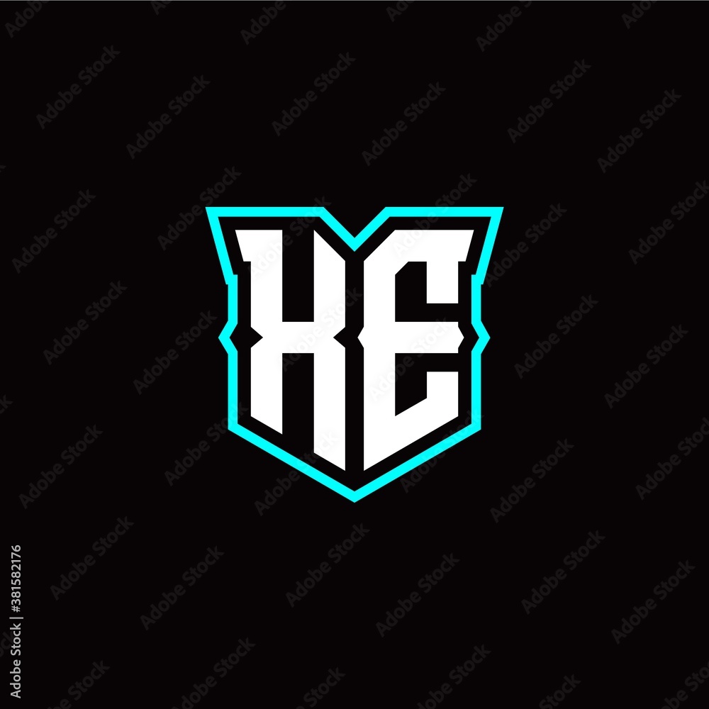 X E initial letter design with modern shield style X E initial letter design with modern shield style