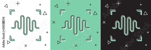 Set Voice recognition icon isolated on white and green, black background. Voice biometric access authentication for personal identity recognition. Cyber security. Vector.