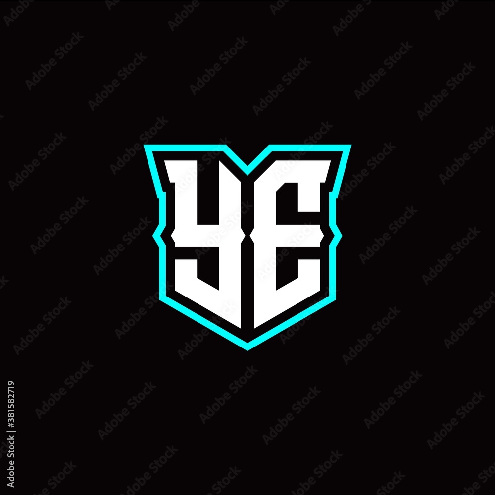 Y E initial letter design with modern shield style Y E initial letter design with modern shield style
