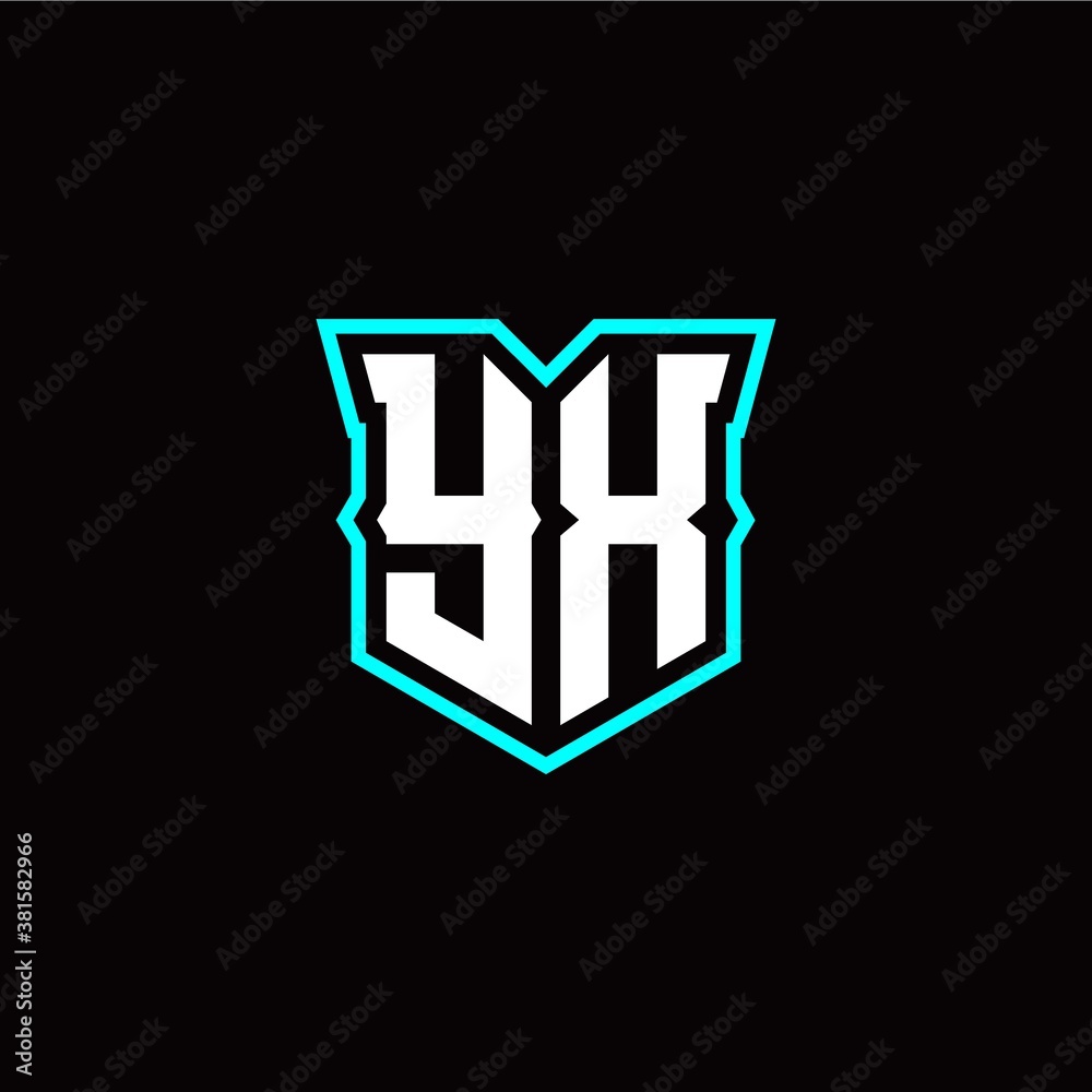 Y X initial letter design with modern shield style Y X initial letter design with modern shield style
