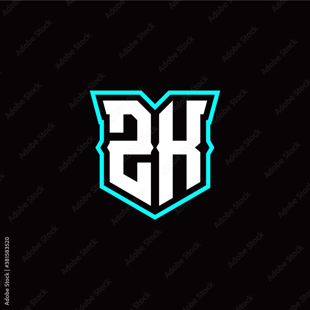 Z K initial letter design with modern shield style Z K initial letter design with modern shield style