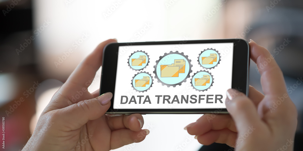 Data transfer concept on a smartphone