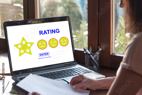 Rating concept on a laptop screen
