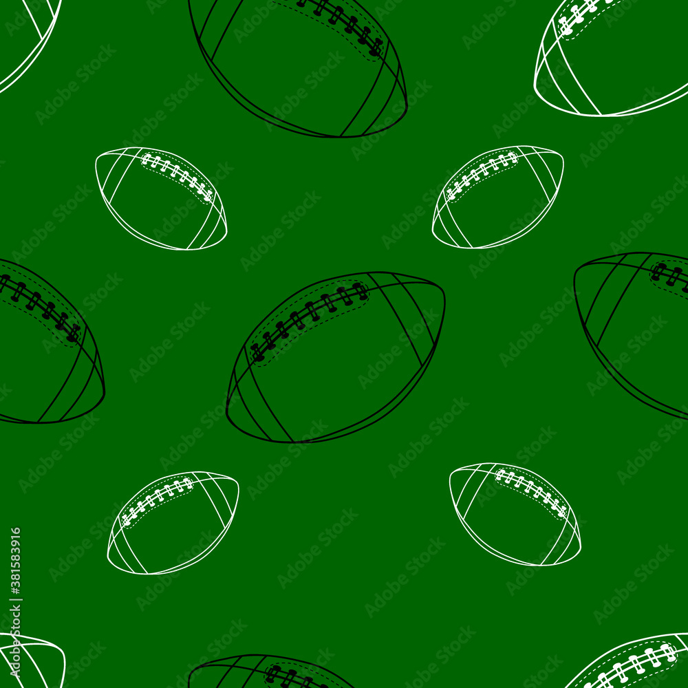 American football ball seamless pattern, Rugby ball background,