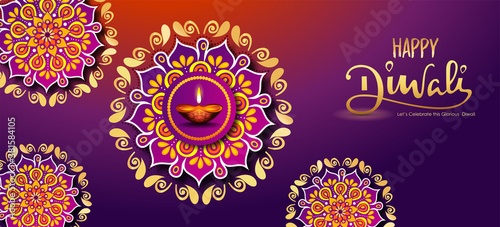 Happy Diwali, Festival of lights ,Vector illustration and Beautiful greeting card for celebration of shubh deepawali
