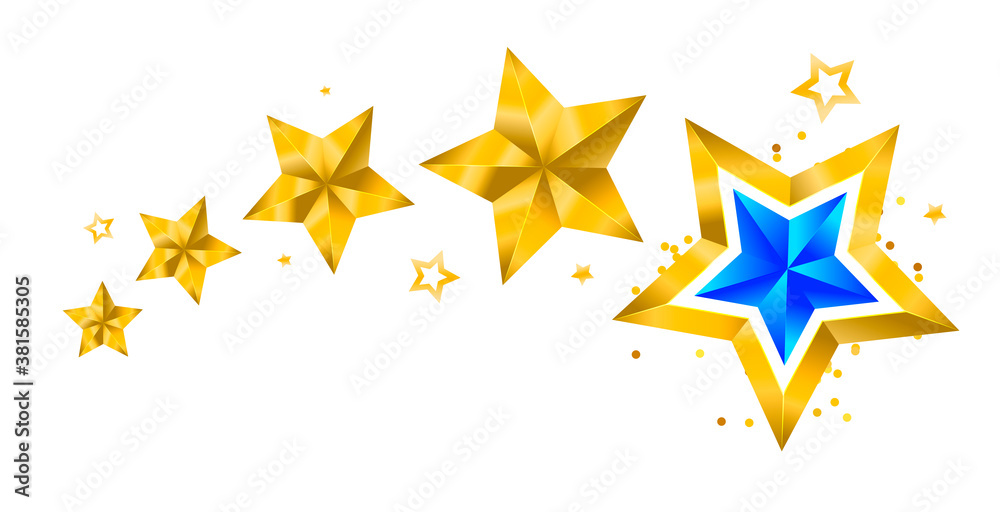 Fototapeta premium Set of simple gold colorful stars, EPS 10 New year Christmas