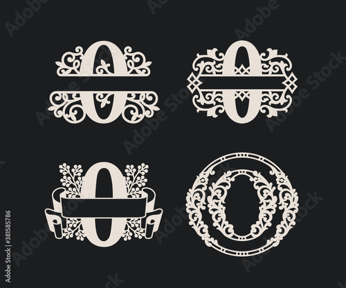 Alphabet Split Monograms,  Split Letter Monogram,  Alphabet Frame Font. Laser cut template. Initial monogram letters