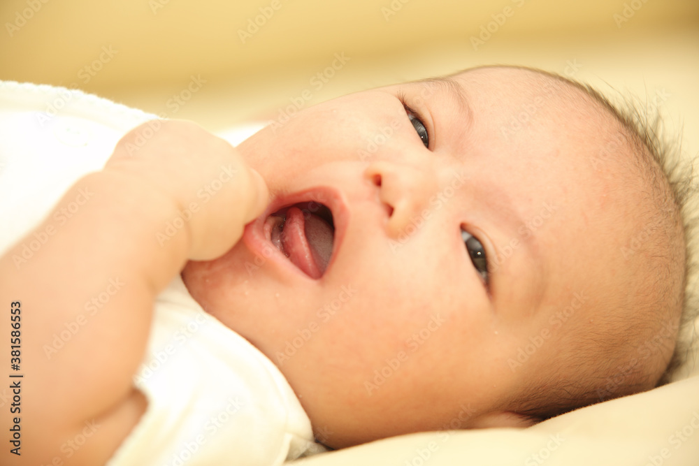 Cute Little Baby just wake up and Sucking Thumb Cute Little Baby just wake up and Sucking Thumb