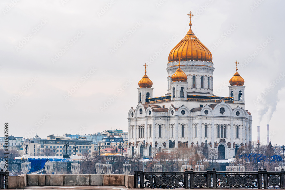 Cathedral of Christ the Saviour in Moscow, Russia, winter day