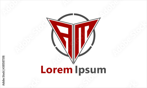 Free Download strong, bold, professional and minimalist triangle Letter AM, MA Logo template vector icon Design, Editable in Vector Format in red and grey Color - GFXLoad