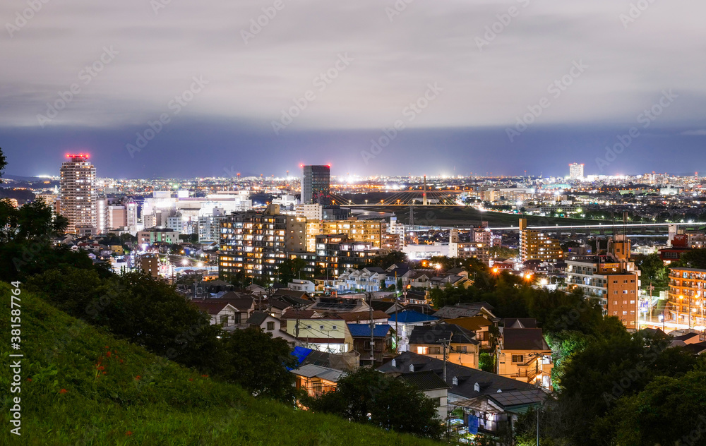 東京郊外の住宅地　夜景