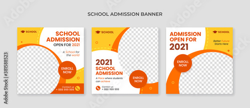 School admission social media post template. Suitable for junior and senior high school promotion banner