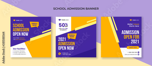 School admission social media post template. Suitable for junior and senior high school promotion banner