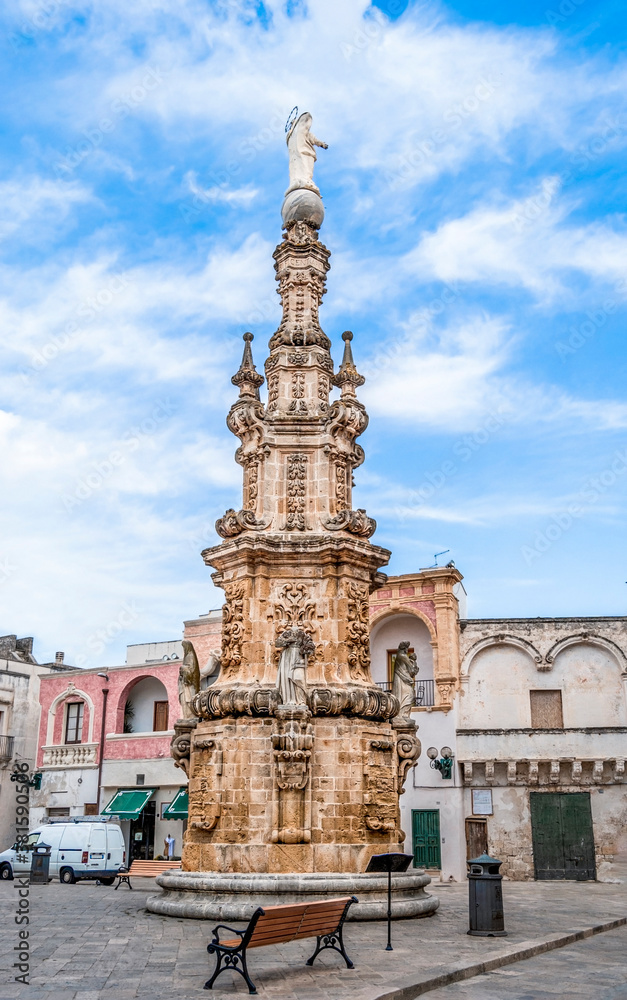 Obraz premium The Spire of the Immaculate (Guglia dell'Immacolata), made in 1743 in Baroque style Nardò, province of Lecce, Salento, Puglia, Southern Italy.