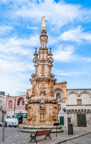 The Spire of the Immaculate (Guglia dell'Immacolata), made in 1743 in Baroque style Nardò, province of Lecce, Salento, Puglia, Southern Italy.
