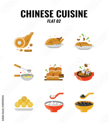 Flat icon set of Chinese traditional food and cuisine. icons set2