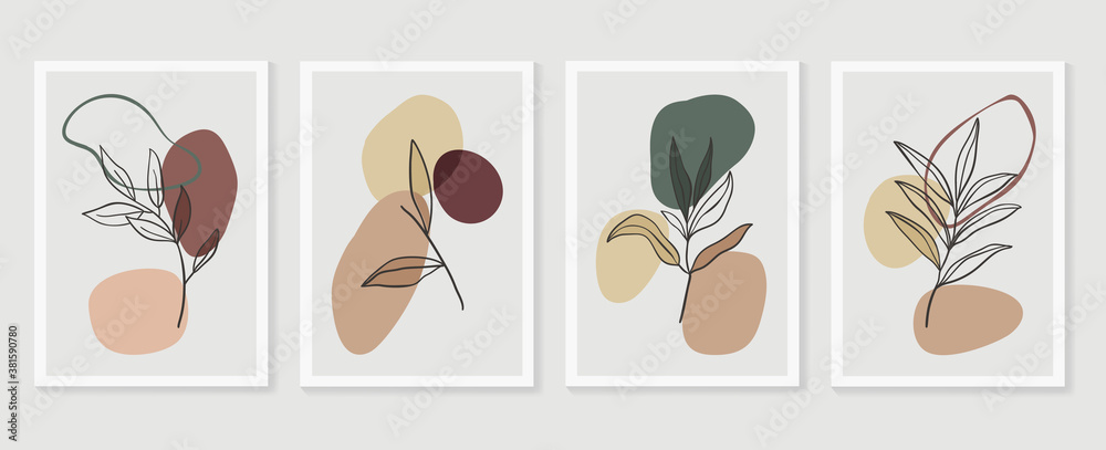 Botanical wall art vector set. boho Foliage line art drawing with abstract shape. Abstract Plant Art design for print, cover, wallpaper, Minimal and natural wall art. Botanical wall art vector set. boho Foliage line art drawing with abstract shape. Abstract Plant Art design for print, cover, wallpaper, Minimal and natural wall art.