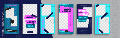 Cyber Monday Sale. Trendy editable Stories template. Design  for social media. 