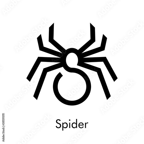 Logotipo lineal letra inicial S en araña en color negro