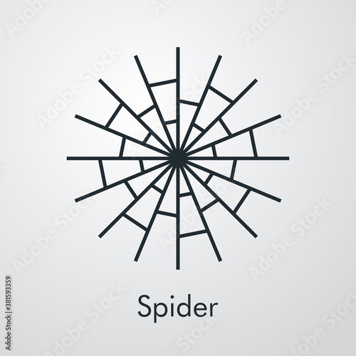 Logotipo lineal abstracto tela de araña en fondo gris