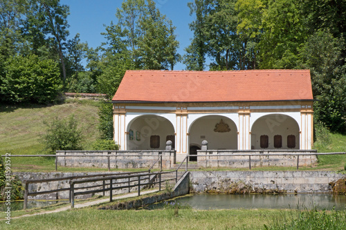 historisches Brunnenhaus im Kloster Wessobrunn in Bayern photo