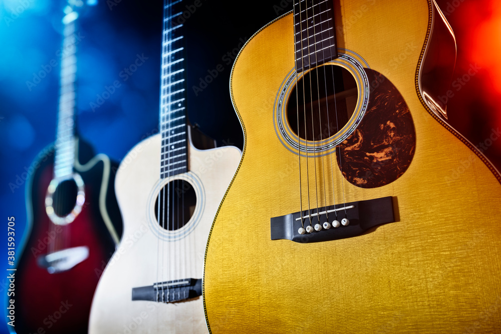 Fototapeta premium Guitars on stage background