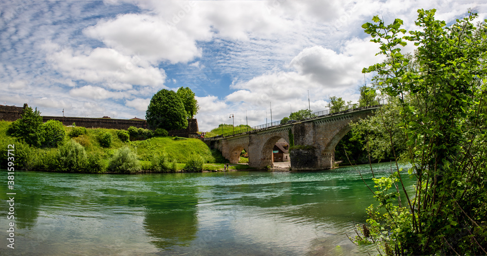 view of bridge of Navarrenx in the french Pyrenees view of bridge of Navarrenx in the french Pyrenees