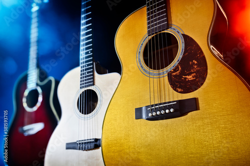 Guitars on stage background