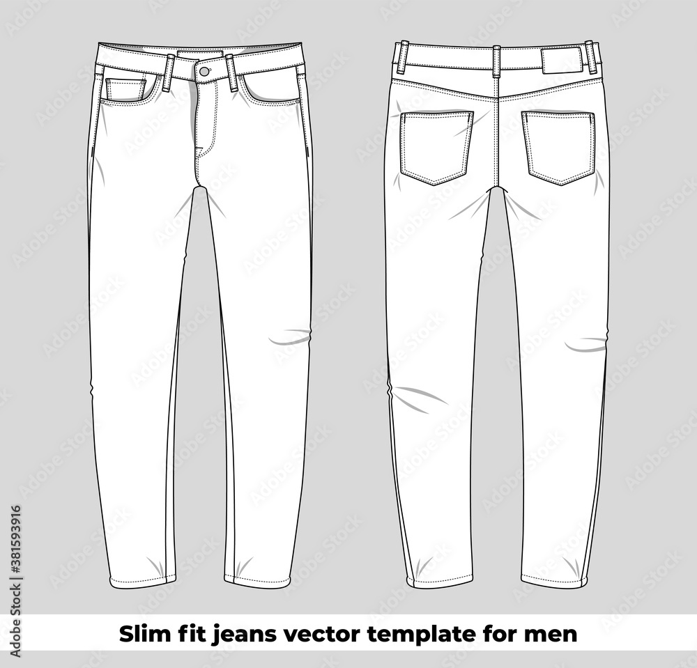 Slim fit jeans vector template for men Stock Vector | Adobe Stock