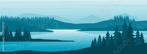 Foggy landscape background
