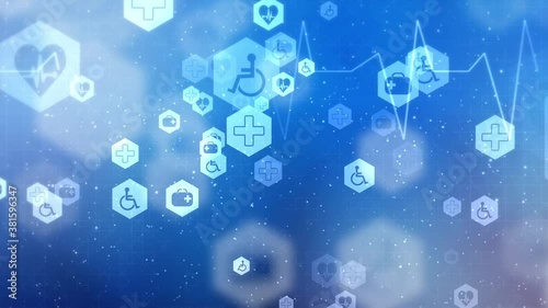 Wallpaper Mural Health care and medical icons technology services loop background from hexagons. Geometric elements of design for modern communications, medicine, science and digital technology. Hexagon pattern Torontodigital.ca