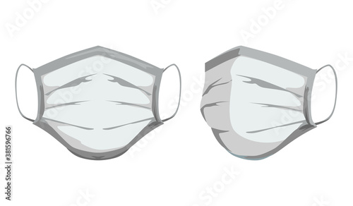 Set with medical mask. Vector illustration. White mask on a white backgraund