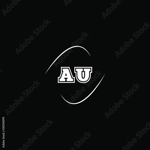 A U letter logo abstract design on black color background photo