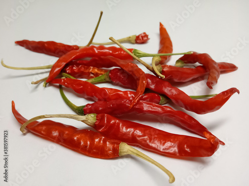 picture of kashmiri chilli (mirch) in isolated white background photo