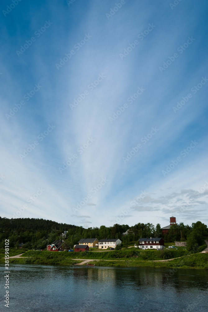 A beautiful sky over Karasjok riverbank, Norway