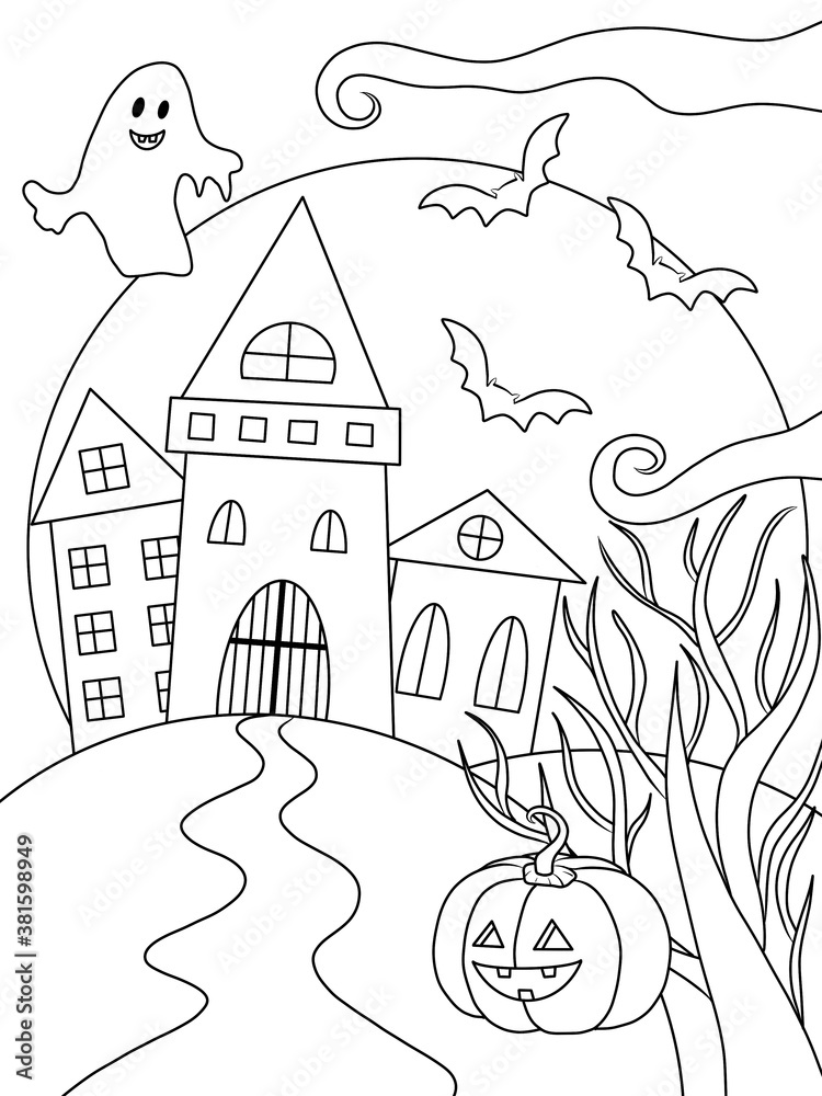 Coloring page. Game for kids. Halloween 