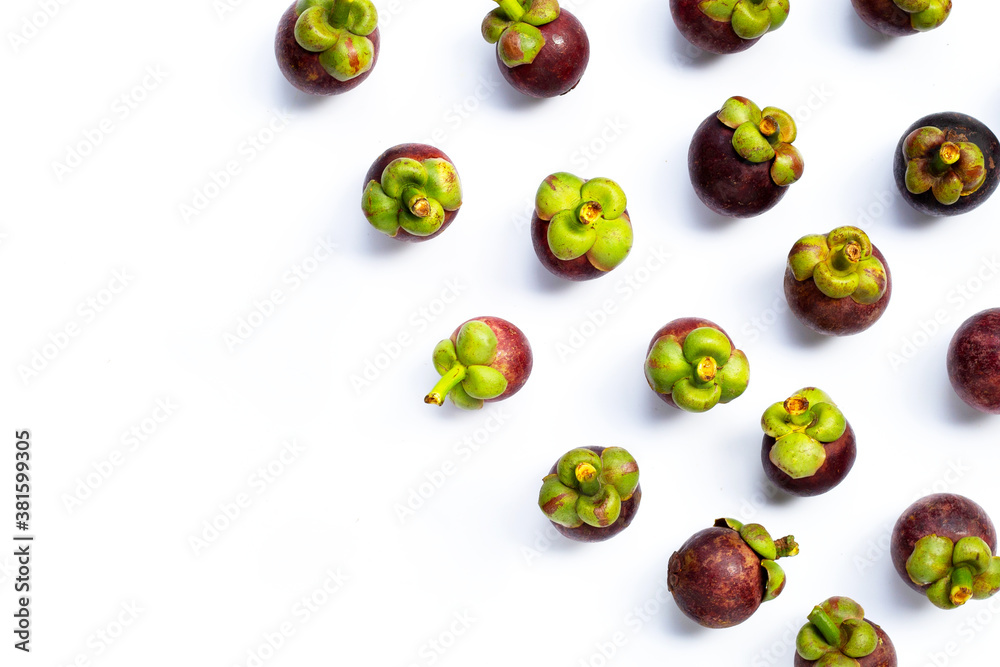 Mangosteen on white background. Mangosteen on white background.