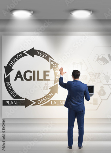 Businessman in agile software development concept