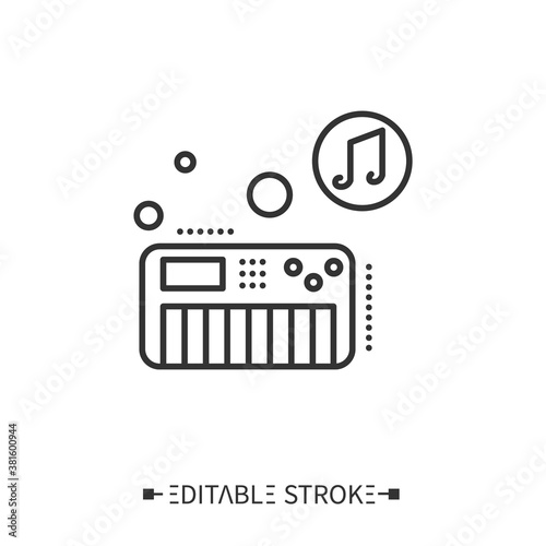 Synthesizer line icon. Modern electronic keyboard musical instrument. Classical, ethnic and contemporary music. Music from different countries. Isolated vector illustrations. Editable stroke