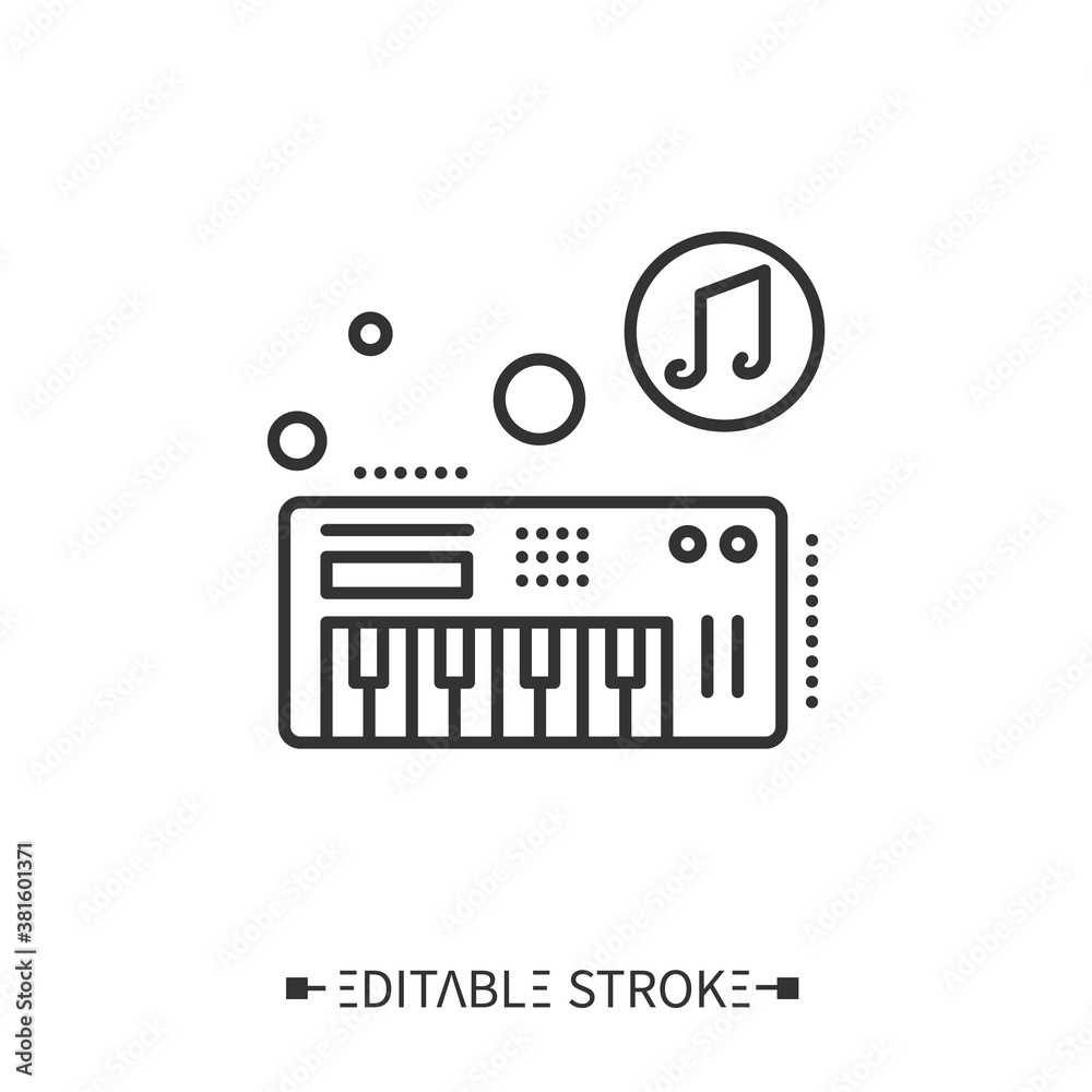 MIDI keyboard line icon. Digital audio workstation. Pianostyle