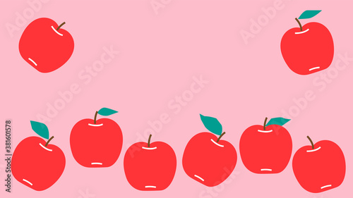 Symbol autumn, red apples, fruitful year / りんご、背景イラスト