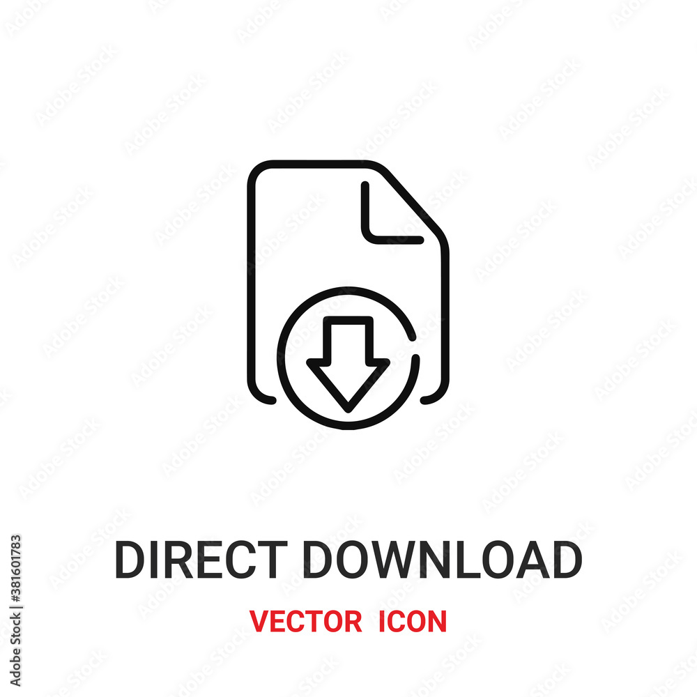 direct download icon vector symbol. direct download symbol icon vector for your design. Modern outline icon for your website and mobile app design.