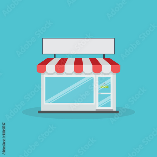 Small business. E-commerce . Storefront Flat Design Icon. 